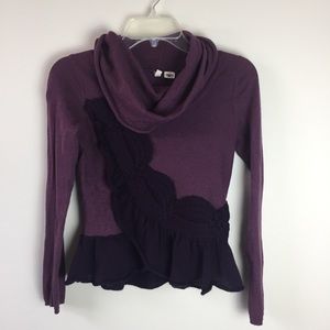 Anthropologie Moth Ruffle Cowl Neck Sweater